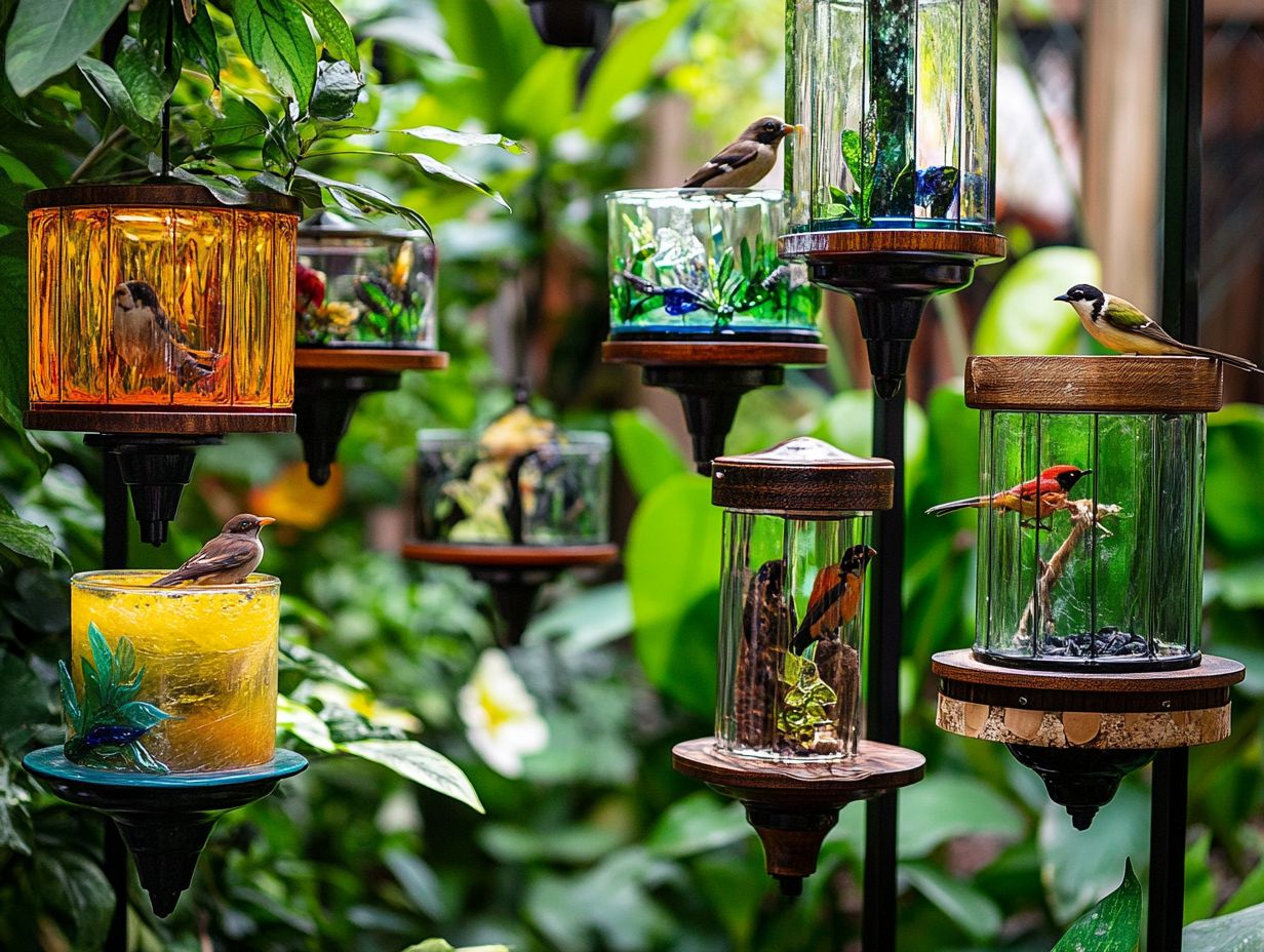 Bird feeders showcasing smart technology and eco-friendly designs