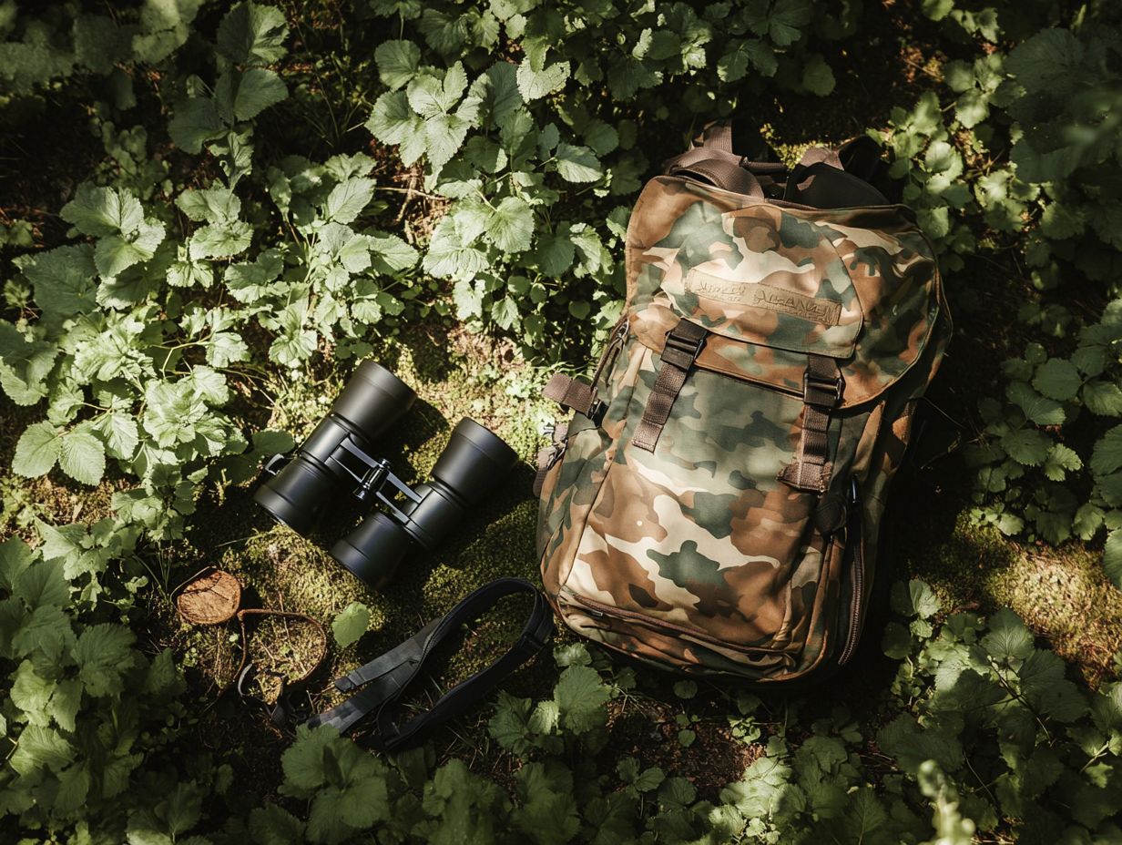 What are some examples of camouflage used in bird watching gear?