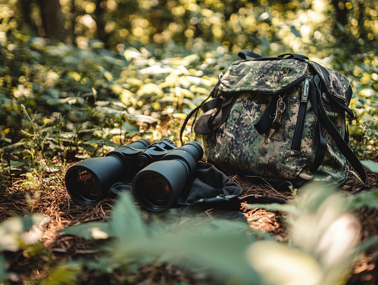 Illustration of camouflage gear for bird watching