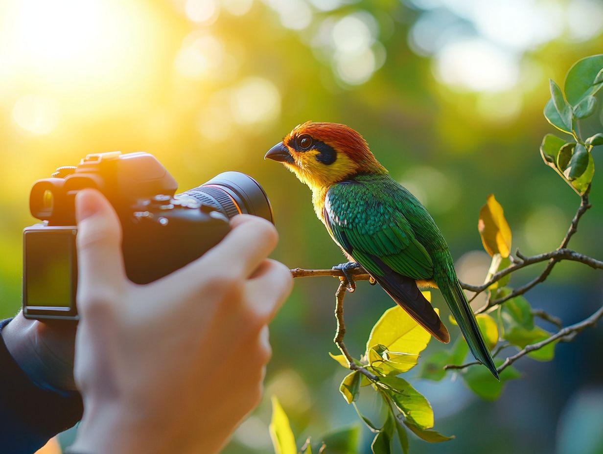 A photographer using filters to enhance bird photography