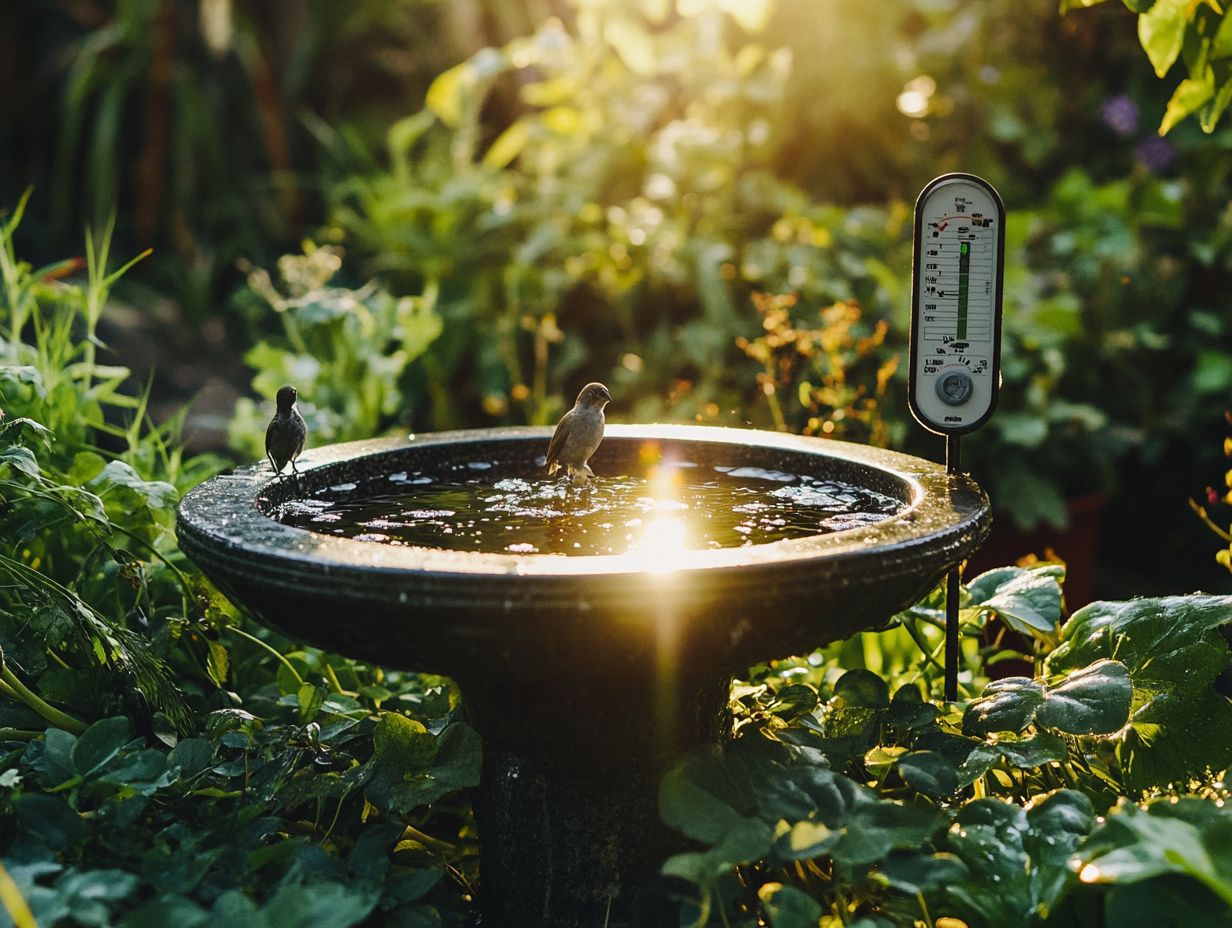 Illustration showing the effects of weather conditions on bird baths.