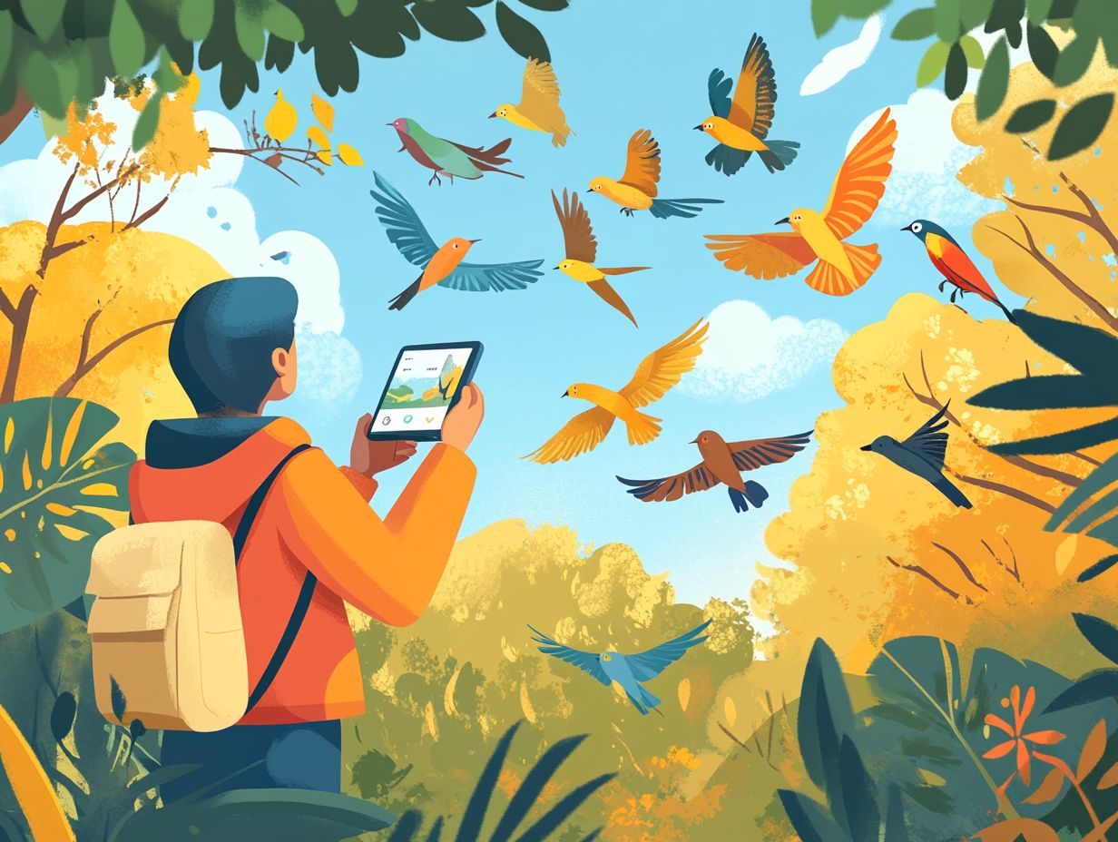 Illustration explaining GPS technology in bird watching apps.