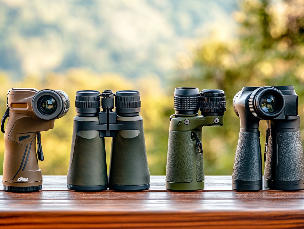 How Do Different Binoculars Compare in Terms of Magnification and Lens Size?