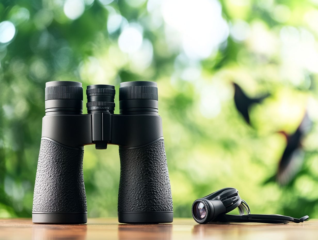 Infographic of top 5 features for bird watching binoculars