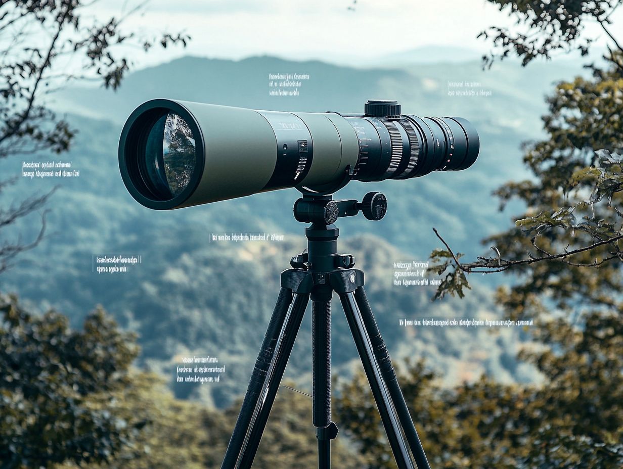 Spotting scope showcasing weight and size features