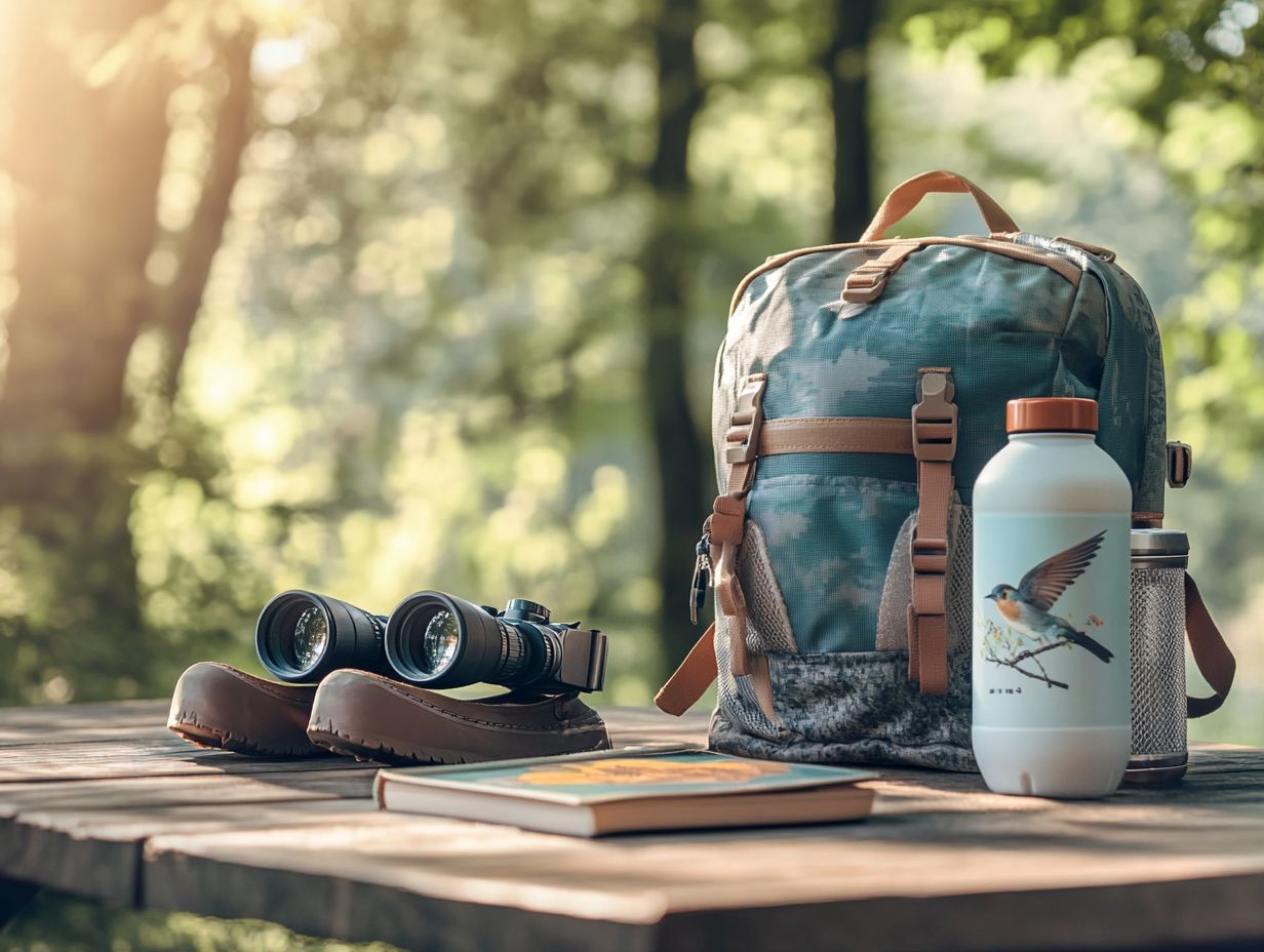 A collage of essential functional accessories for birders