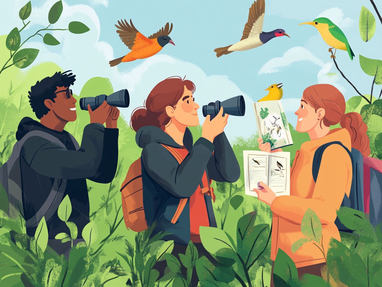 Bird watching etiquette guide illustration