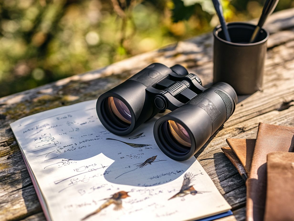 Image showing how to compare binocular specifications for birdwatching.