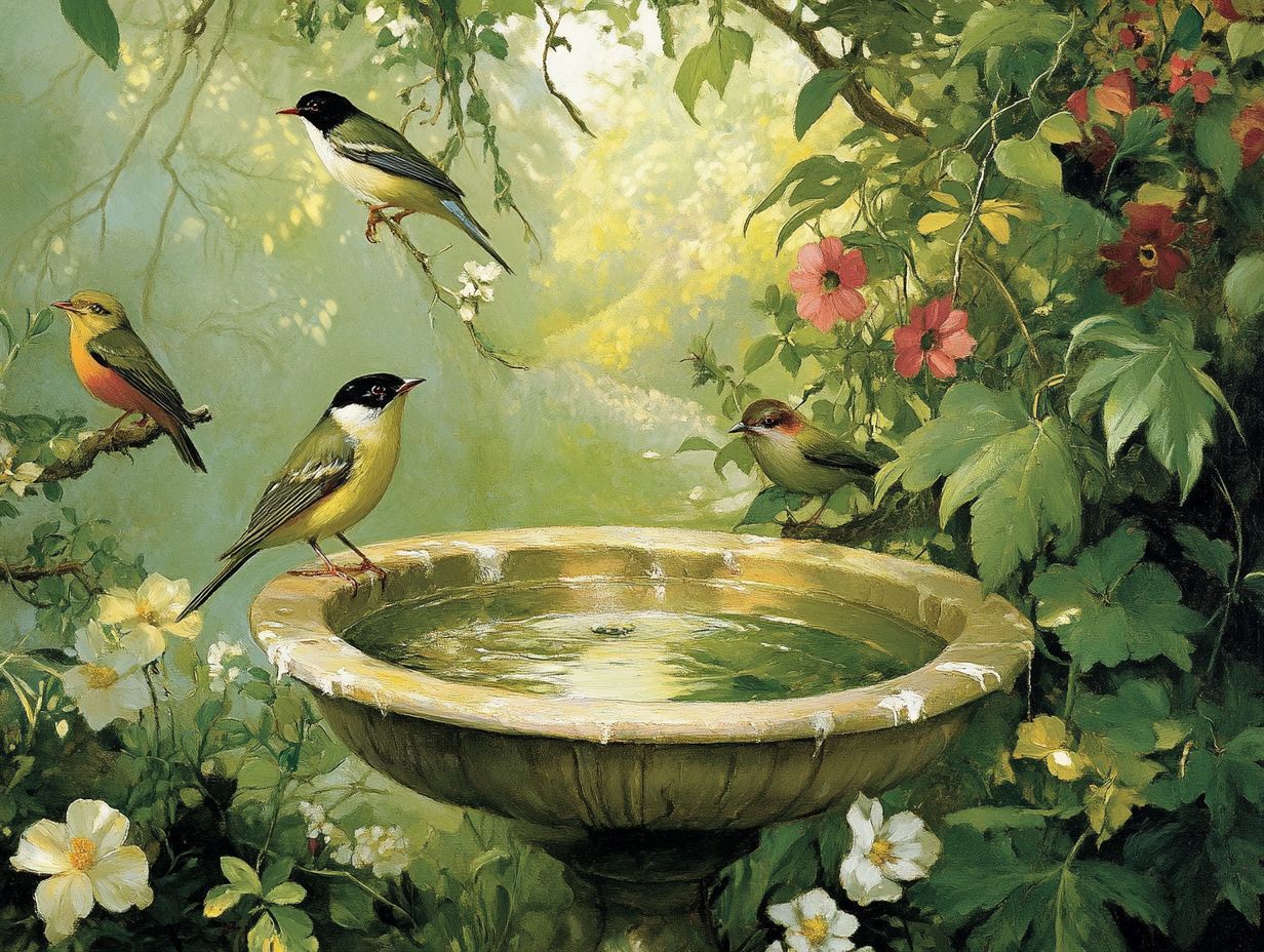 Common bird preferences for baths illustrated.