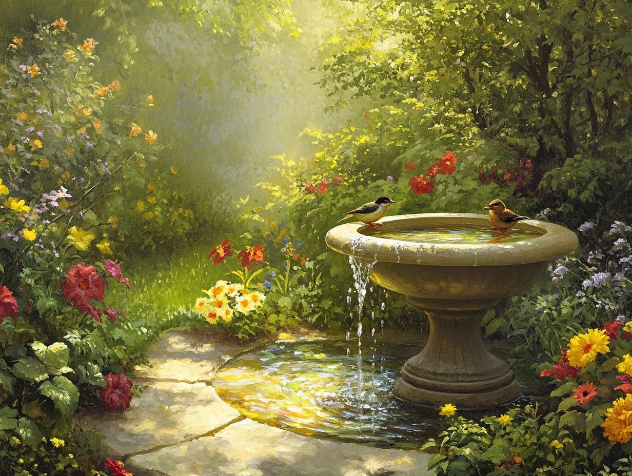 A visual representation of a bird bath for birds to drink and bathe