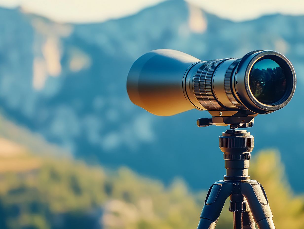 Setup of a spotting scope on a stable tripod