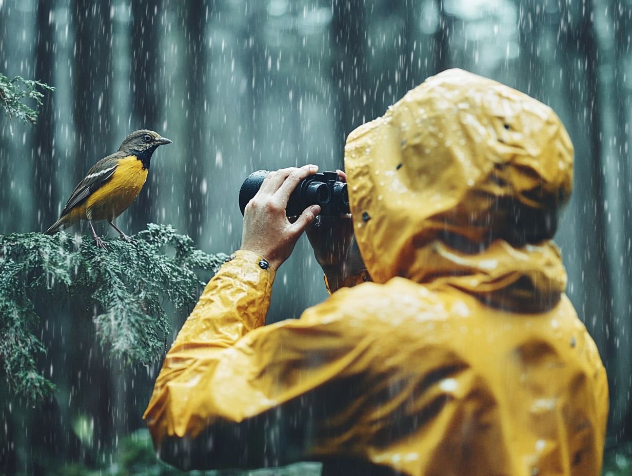 Image showcasing essential features for choosing waterproof gear for birding