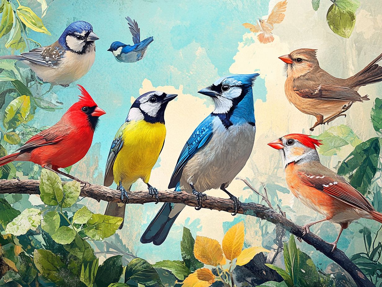 A collage of common birds found in various regions.