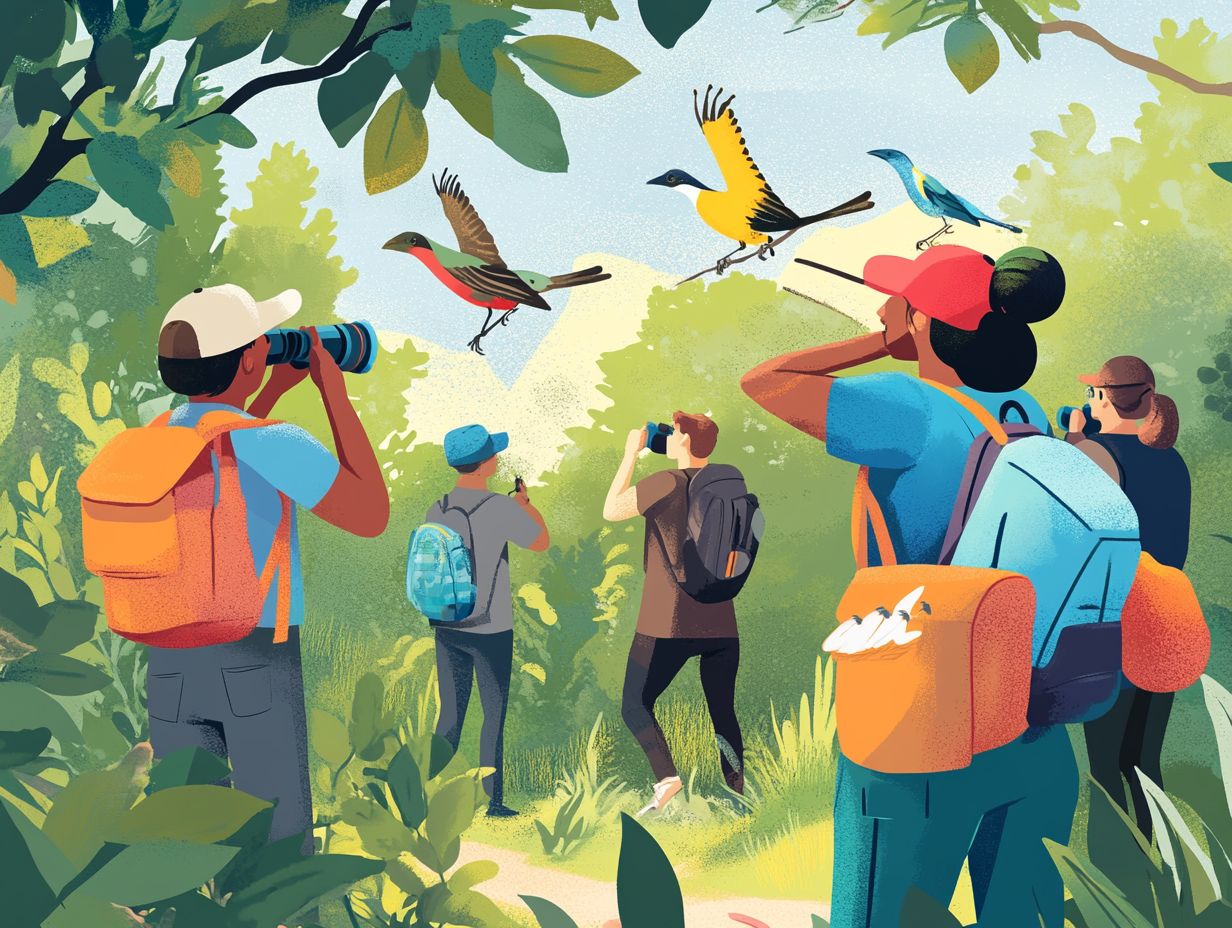 Illustration of Challenges and Controversies in Bird Watching Sociology