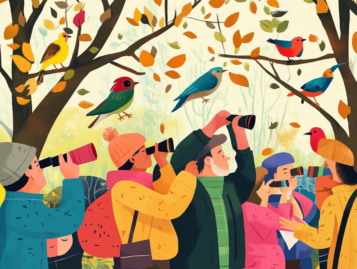 Illustration describing key takeaways of bird watching sociology