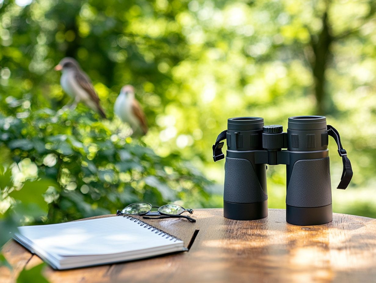 An infographic showing key features to look for in bird watching binoculars.