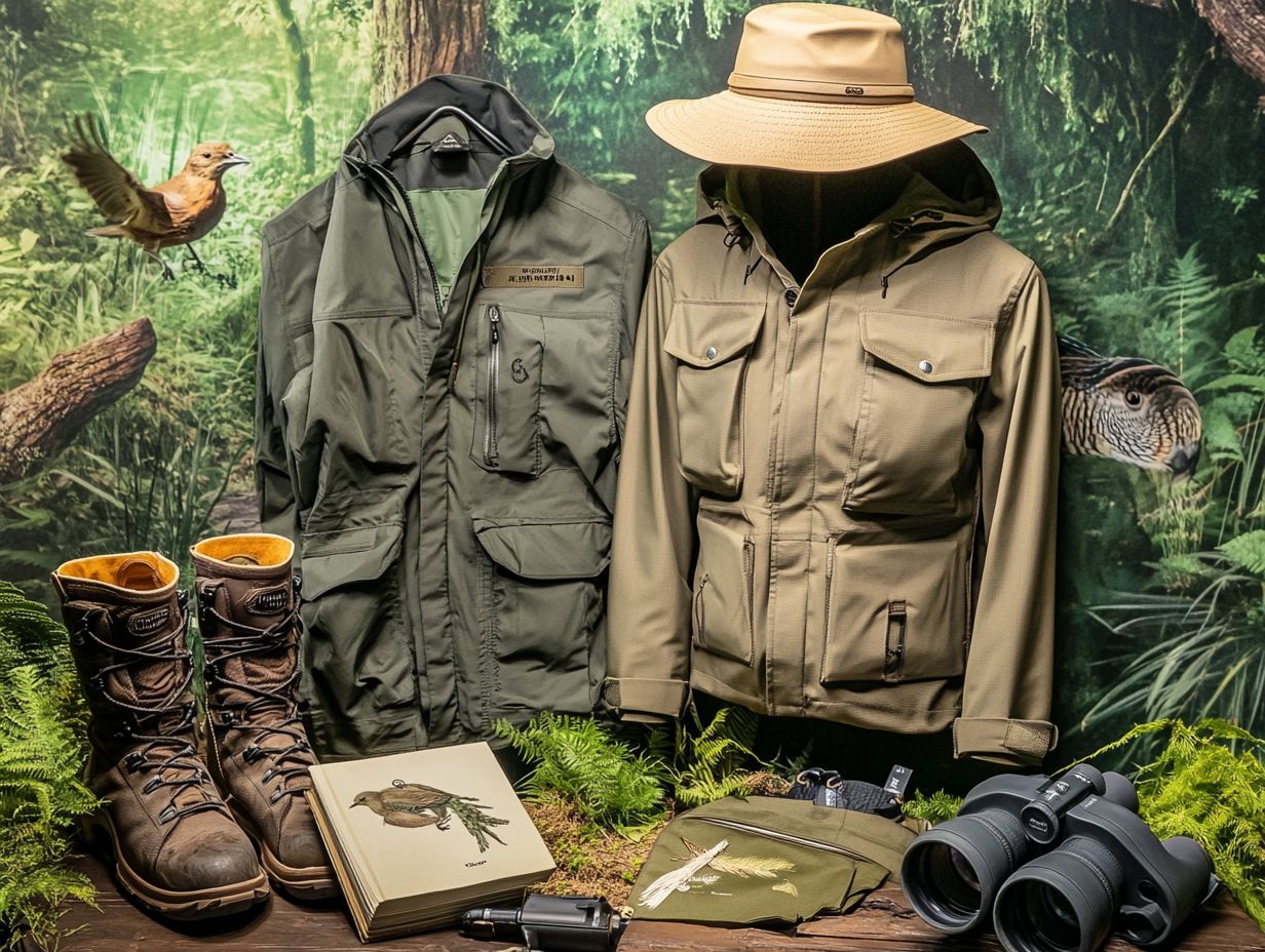 A person watching birds in weather-resistant clothing