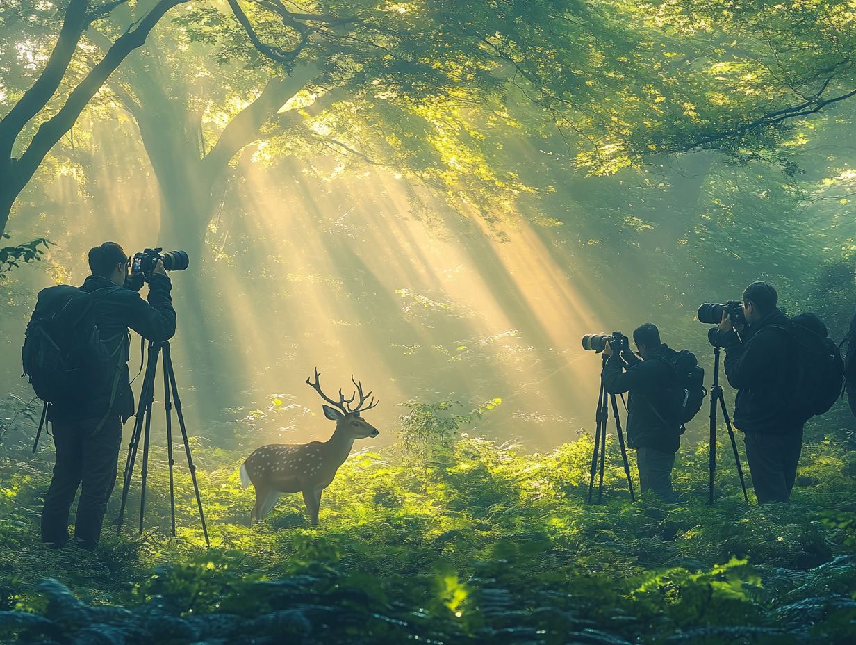 A diverse group of photographers participating in a wildlife photography workshop.